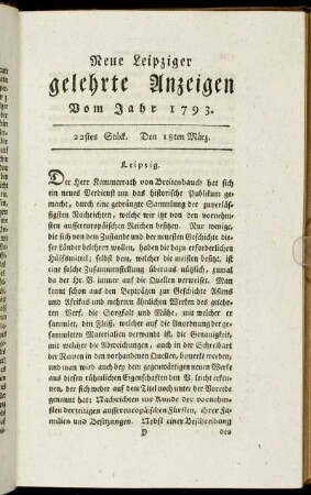 22stes Stück. Den 18ten März.