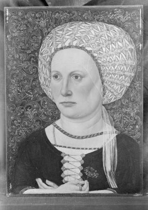 Bildnis einer Frau in goldgemusterter Haube