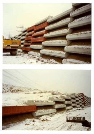 Lärmschutz-Steilwall "Sandweier" BETEX-Gründwand und EVERGREEN-Raumgitterwand.