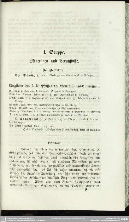 I. Gruppe. Mineralien und Brennstoffe