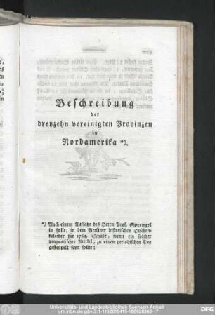 Beschreibung der dreyzehn vereinigten Provinzen in Nordamerika.