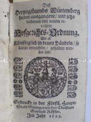 Hofgerichtsordnung des Herzogtums Württemberg