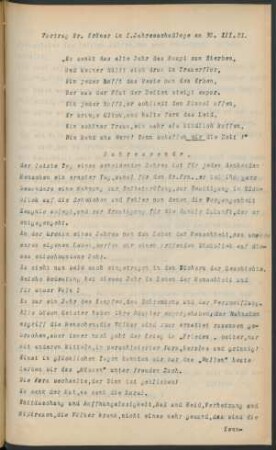 Vortrag Br. Kröner in I. Jahresschlußloge am 30.XII.21.
