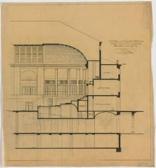 Thiersch, Friedrich von; Frankfurt / Main (Hessen); Festhalle - Ostseite (Schnitt)