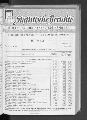 Verbraucherpreise in Hamburg im Juni 1963 : Lfd. Nr. 24