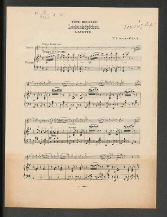 Tête Bouclée. Lockenköpfchen. Gavotte. [Piano.]