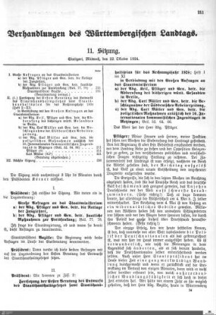11. Sitzung, Stuttgart, 22.10.1924