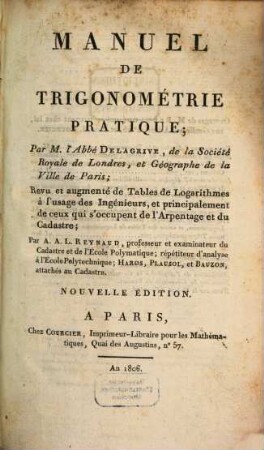 Manuel de trigonométrie pratique