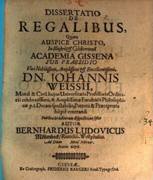 Diss. ... de regalibus