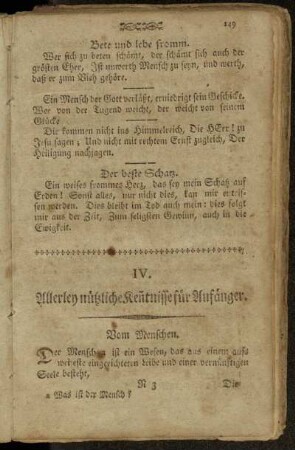[VI.] Allerley nützliche Kenntnisse für Anfänger.