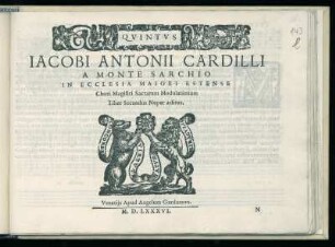 Giacomo Antonio Cardillo: Sacrarum modulationum. Liber secundus. Quintus