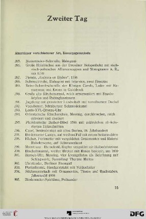 Altertümer verschiedener Art, Kunstgegenstände (Nr. 285-305)