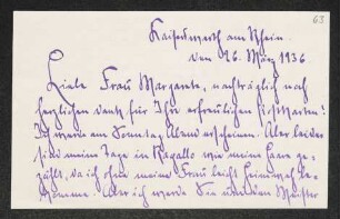 Brief von Herbert Eulenberg an Margarete Hauptmann