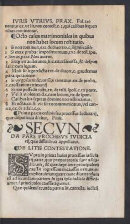 Secunda Pars Processus Iudiciarii, quae diffinitiva appellatur.