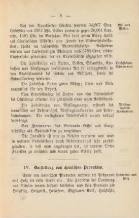 IV. Darstellung von chemischen Produkten.