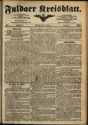 Ausgabe vom Montag, den 03. Januar 1910.