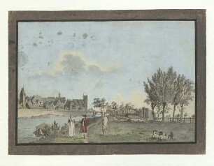 Ulm von Süden. Teilansicht der Donaufront. Um 1803