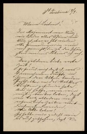 57: Brief von Hermann Victor Wagner an Gottlieb Planck, St. Justina, 8.9.[o.J.]