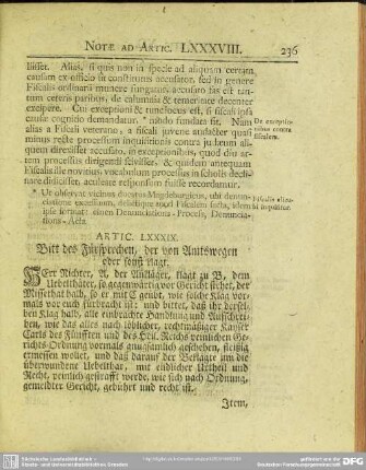 Artic. LXXXIX. Bitt des Fürsprechen, der von Amstwegen oder sonst klagt