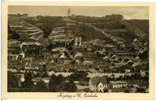 Freyburg. Blick auf Freyburg mit Edelacker und Neuenburg