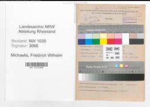 Entnazifizierung Friedrich Wilhelm Michaelis , geb. 16.07.1905 (Betriebsdirektor)