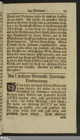 Am I. heiligen Weynacht-Feyertage