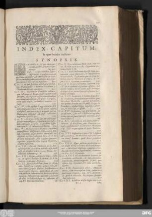 Index Capitum, In quo huiusce tractatus Synopsis.