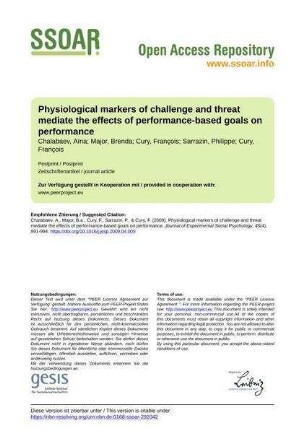 Physiological markers of challenge and threat mediate the effects of performance-based goals on performance