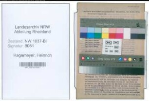 Entnazifizierung Heinrich Hagemeyer , geb. 22.04.1901 (Reg.Rat)