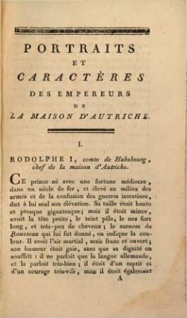 Portraits Et Caractères Des Empéreurs De La Maison D'Autriche