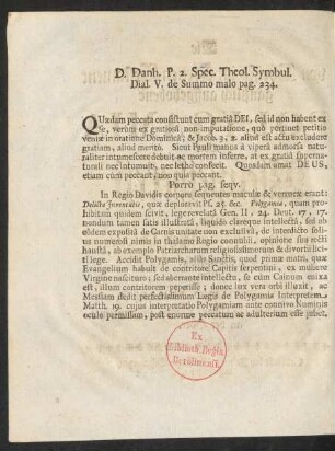 D. Danh. P. 2. Spec. Theol. Symbul. Dial. V. de Summo malo pag. 234.