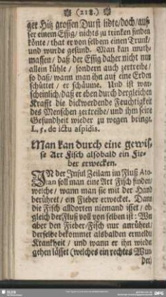Man kan durch eine gewisse Art Fisch alsobald ein Fieber erwecken