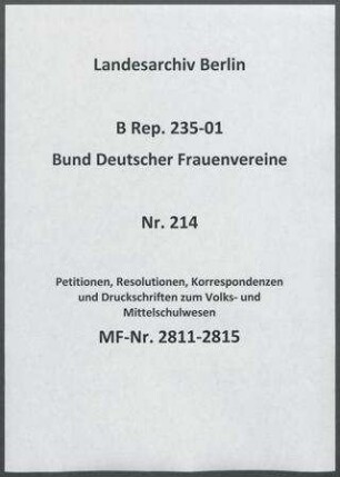 Petitionen, Resolutionen, Korrespondenzen und Druckschriften zum Volks- und Mittelschulwesen