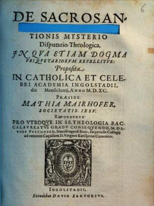 De sacrosancto incarnationis mysterio disputatio theologica