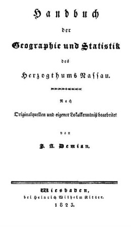 Handbuch der Geographie und Statistik des Herzogthums Nassau