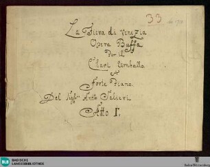 La fiera di Venezia. Excerpts. Arr - Don Mus.Ms. 1710 : cemb; AngS 100