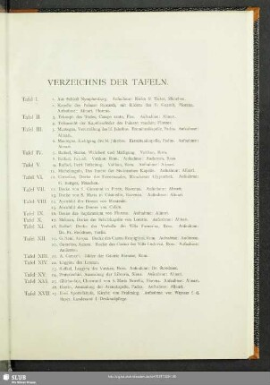 Verzeichnis Der Tafeln