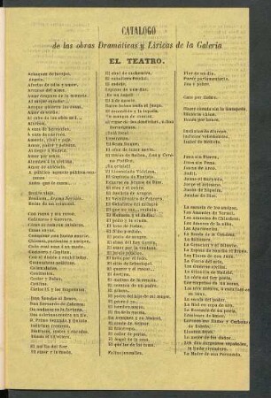 Catálogo de las obras Dramáticas y Líricas de la Galería