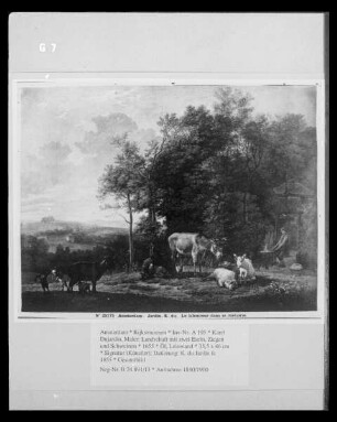 Landschaft mit zwei Eseln, Ziegen und Schweinen