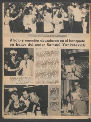 Afecto y emoción abundaron en el banquete en honor del señor Samuel Yankelevich