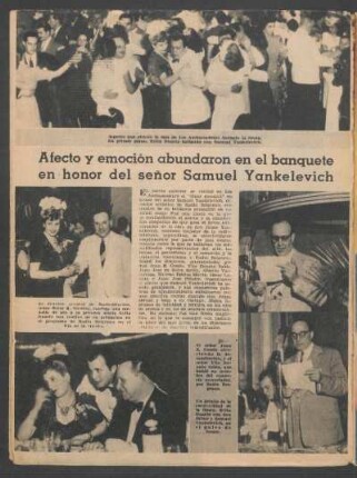 Afecto y emoción abundaron en el banquete en honor del señor Samuel Yankelevich