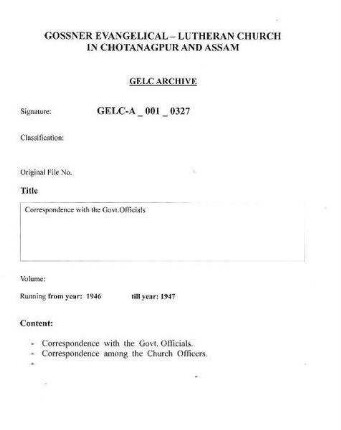 Correspondence with the Govt. Officials