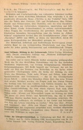 501-502 [Rezension] Archiv für Liturgiewissenschaft; I. - III. Band