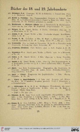 Bücher des 18. und 19. Jahrhunderts (Nr. 467 - 488)