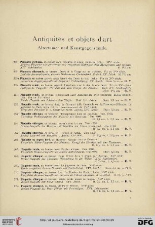 Antiquités et objets d’art. Altertümer und Kunstgegenstände.