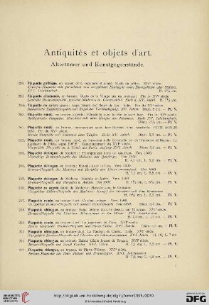 Antiquités et objets d’art. Altertümer und Kunstgegenstände.