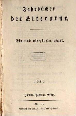 Jahrbücher der Literatur. 41. 1828