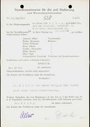 Krieg, Frederike