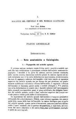 I. Malattie del Cervello E Del Midollo Allungato