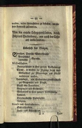 Uebersicht des Ganzen